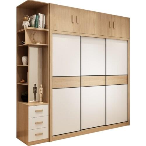 Wardrobe sliding door Modern minimalist bedroom household assembly wardrobe master bedroom sliding door integral cabinet