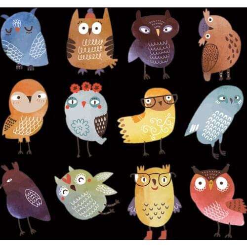 Lovely Owl Patches Heat Transfer Stickers DIY T-Shirt Clothing Iron On Clothes E56C