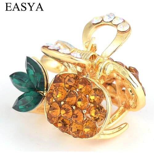 EASYA Handmade Hair Ornaments Sparkling Rhinestone Crystal Pineapple Hair Crab Claws Fashion Hairwear For Girl