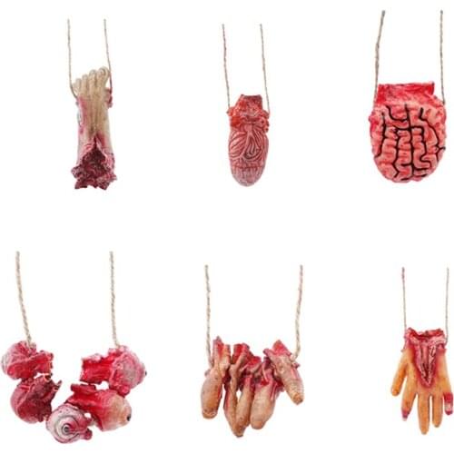 Horror Halloween Decoration Latex Broken Blood Severed Arm Hand Foot Heart Brain Finger Party Decoration Supplies