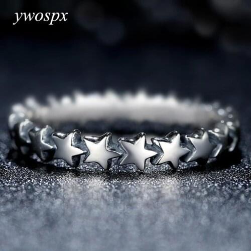 YWOSPX Silver Color Star Rings for Women Girl Ring Jewelry Wedding Engagement Ring Anillos Femme Bijoux Statement Anel Gifts Y40