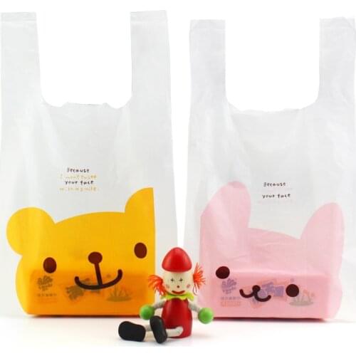 HARDIRON 0.05mm Cute Cartoon Cat Pattern Plastic Vest Bag Beverage Takeaway Packing Bag Small Jewelry Gift Bag