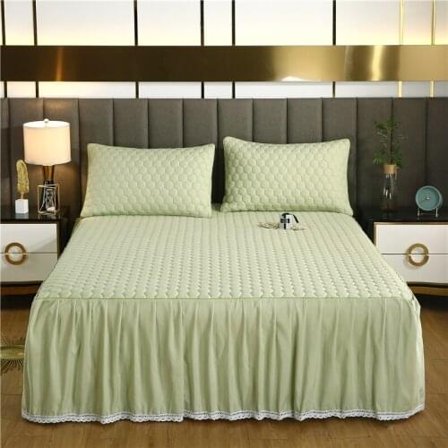 1/3pc Bed Skirt Or Bed Cover Set White Solid Quilted Bedspread Modern Bedclothes For Four Season Decor Home Textile 200*220cm