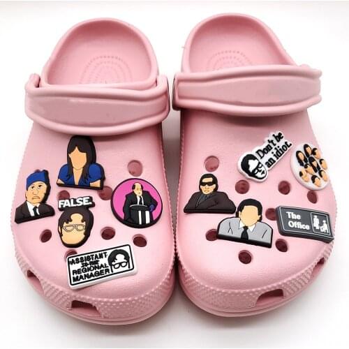 Single Sale 1pc PVC Crock Charms Accessories Cartoon The Office TV Character Shoe Ornaments Decoration For Sandals Kids Gift