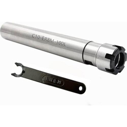 1Ps CNC Lathe Router ER8M Straight Shank Extend 100mm-150mm Spindle Dia C10mm/C12mm +1P Wrench