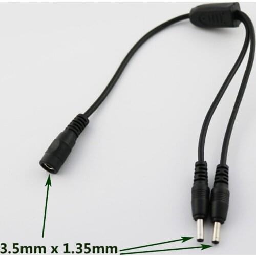 10pcs 3.5mm x 1.35mm Female to Dual Male DC Power Splitter Adapter Cord Cable for CCTV 30cm