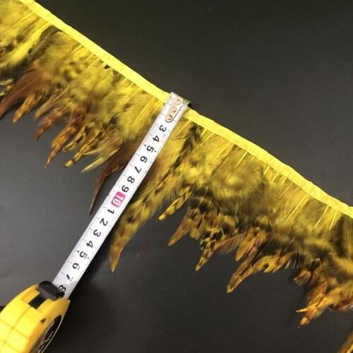 10 Yards Natural Yellow Pheasant Feathers Trims Fringe Ribbon Trim With Satin Ribbon Sewing Crafts Costumes Decorative Plumes