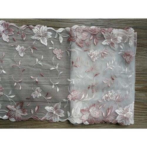 10Yards Gorgeous Tulle Lace Trim Floral Embroidered 22cm Wide Two Edge Fabric Applique for Curtain Home Decor High Quality