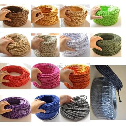 100 Meters 2 Core 0.75mm2 Twisted Cable Vintage Light Cord Cloth Braided Electrical Wire