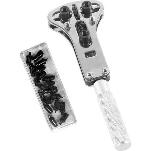 18 Pins Replaceabl Parts with Steel Watch Back Case Opener Adjustable Screw Back Remover Waterproof Wrench Repair Tool Sets