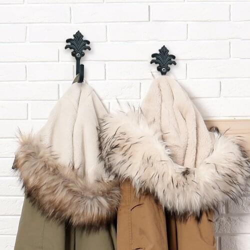 2pcs Vintage Style Heavy Duty Wall Coat Hooks Shabby Chic Cast Iron Retro Rustic Wall Hanger Home Decor Hooks Towel Racks