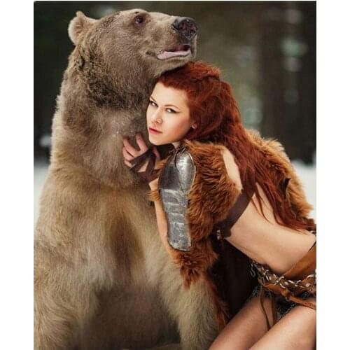 5D diy diamond painting,Beauty and bear, mosaic,cross stitch,round square full drill,picture paste embroidery beaded,resin gift