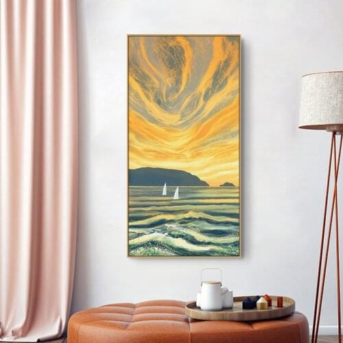 Nordic Abstract Art Landscape canvas painting posters and print wall art pictures for living room dinning room stairs mural