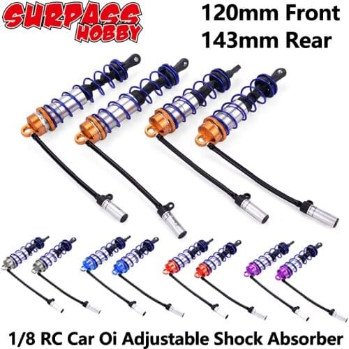 Shock Absorber Oil Adjustable 120mm Front & 143mm Rear Aluminum Damper Suspension for 1/8 RC Car JLB HSP EM Racing DHK HPI Axial
