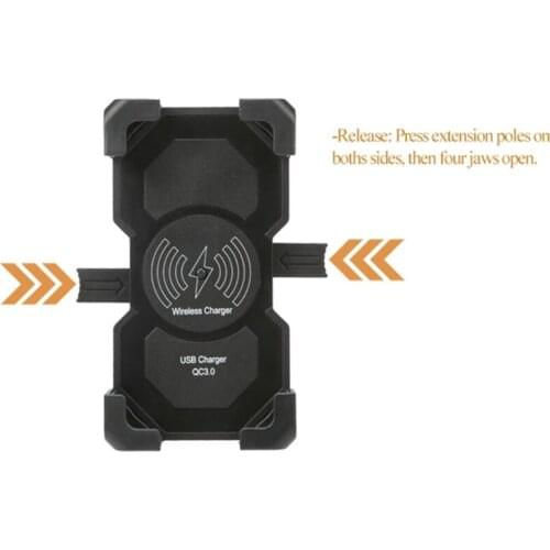 Motorcycle QC3.0 USB 15W Wireless Charger Mount Motorbike Handlebar Phone Holder 448F