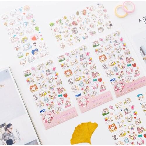 6 pcs/lot Kawaii Scrapbooking Paper Dog Stickers Bullet Journal Cute Hand Made Decorative Japanese Stationery Sticker Diary
