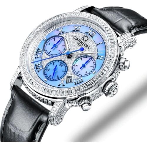 Switzerland Watches Carnival Luxury Brand Full Diamond Watch Women Japan MIYOTA Automatic Mechanical Sapphire Clock C86905-5