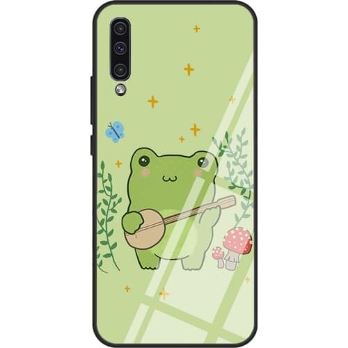 Frog Banjo Butterfly Cottagecore Aesthetic Tempered Glass Case For Samsung A52 A12 A32 A42 A72 A31 A51 A71 A40 A50 A70 A20e A21S