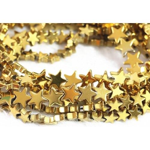 HOT Gold-color Iron ore hematite stone 6mm 8mm 10mm Natural fashion star shape beads loose Beads 15 inches B200