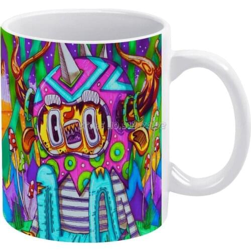 Pizza Monster Coffee Mugs Ceramic Mug Tea Cup Custom Cup Personalized Maman Gift Pizza Monster Trippy Drugs Forest Tree Land Tra