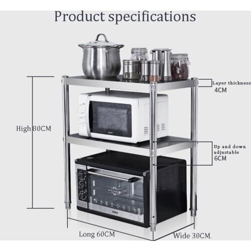 Kitchen shelf cabinet stainless steel shelves cabinet multifunctional storage of three-layer kitchen shelf floor multi-layer dis