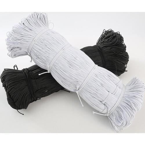 Wholesale 1MM/2MM/3MM White/black thin round Elastic Bands Elastic rope wedding Garment elastic tape for DIY sewing accessories