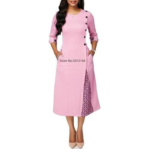 Patchwork Plaid Dress Women Summer Autumn 2021 Vintage Sexy Long Party Dress Casual Plus Size Slim Office A-Line Dress 5XL