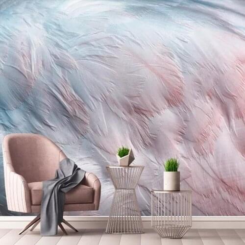 Milofi custom large 3D wallpaper mural Nordic watercolor flamingo wing feathers background wall decoration wallpaper mural