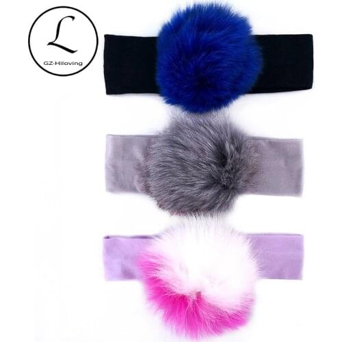 Cute Real Fur Headbands For Newborn Baby Girls Boys 1-24M Kids Childs Toddler Soft Cotton Hair Accessories New born Gifts