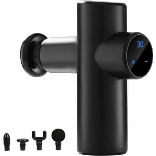 Mini Fascia Gun 4 Massage Head LCD Touch Screen Massage Gun 30 Gear Control Sport Therapy Muscle Body Relaxation Pocket Massager