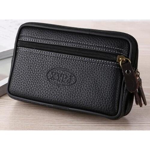 Mobile Phone Waist Pack For Men Testificate Bag Leather Coin Purse Strap Pocket Cellphone Bag Clutch Bag Belt Waist Pouch