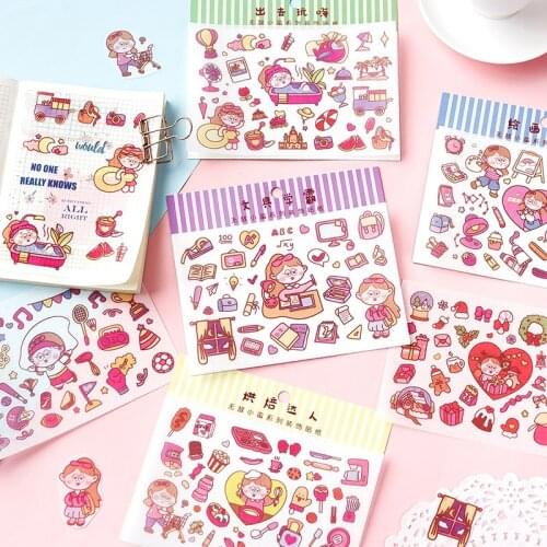 Cartoon Happy Girl Paper Sticker Decorative Diary Scrapbook Planner Stickers Kawaii Stationery School Supplies Papeleria