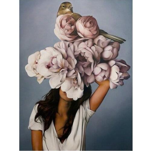 Abstract Women Embroidery Mosaic Flowers head Diamond Painting Kits Beads Picture Wall Paper Rhinestones Draw Christmas Gift New