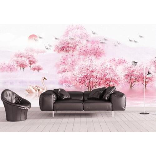 XUE SU Custom wallpaper 3D mural new Chinese style aesthetic mood Taohualin TV sofa background wall covering