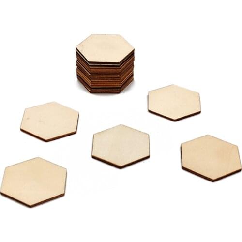 100pcs 60mm 80mm 90mm Unfinished Wood Pieces Blank Wood Hexagonal Shapes Wooden Cutouts for Art DIY Supplies, Craft, Decoration