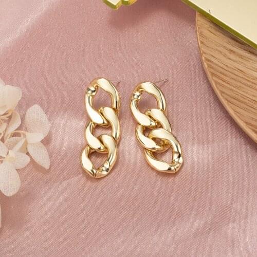 New Vintage Gold Silver Color Link Chain Earrings For Women Boho Geometric Simple Long Tassel Drop Earring 2020 kolczyki Jewelry