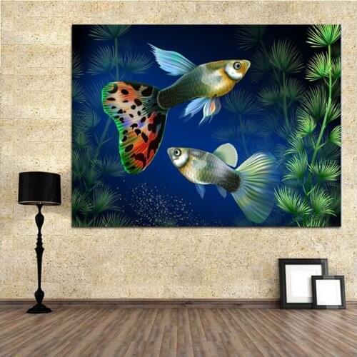 New 5D DIY Diamond Painting Full Round Guppy picture of Rhinestone 3D Diamond Embroidery Sale Mosaic Home Decor wholesale FG1229