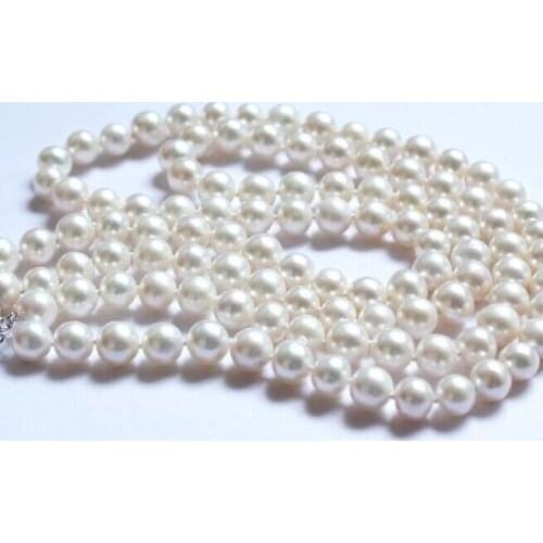 Set of 9-10mm natural south sea genuine white pearl necklace 48" bracelet 7.5"AA