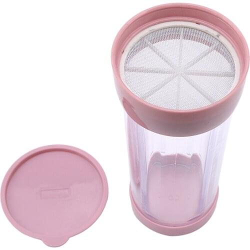 Plastic Icing Sugar Dispenser With Lid Chocolate Coffee Cocoa Powder Sugar Shaker With Stainless Steel Mesh Sifters Utensil