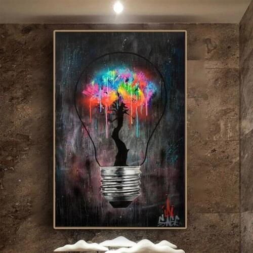 Modern Abstract Street Graffiti Light Bulb Art Poster Print Canvas Painting Living Room Home Decoration Wall Art Cuadros