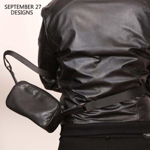 New Fashion Messenger Shoulder Bag Men First Layer Cow Leather Handmade Casual Double Zipper Travel Phone Crossbody Handbag Male