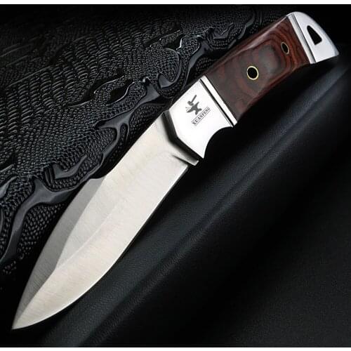 XUAN FENG Outdoor tactical survival knife wooden handle combat camping hunting knife EDC defense multi-purpose tool