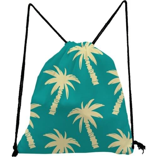 Coconut Tree Printed Backpack Simple Unisex Drawstring Bags Preppy Style Book Bag High Capacity Shoe Bag to School Storage Bag