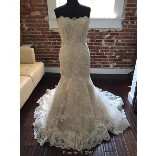 Mermaid Wedding Dresses Strapless Lace Appliques Bridal Gown Vestido De Novia Wedding Gown Custom-made