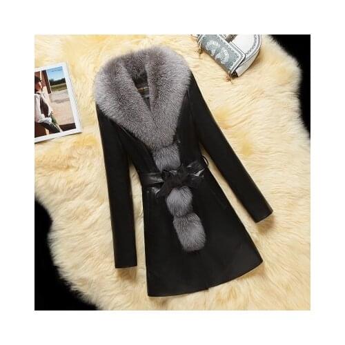 Winter Women Plus size Leather Fur Jackets Womens Overcoat Imitate Fox Wool Self-cultivation Manteau Femme Hiver Faux Sheepskin