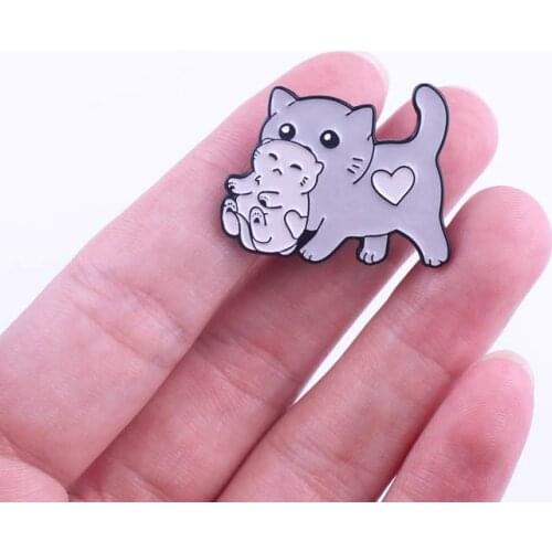 Cartoon Cat Badges On Clothes Animal Metal Brooch Lapel Pins On Backpack Jeanm Jackets Cat Badge T-shirt DIY Accessories