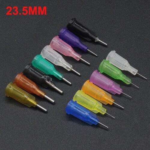 100Pcs length 23.5mm Precision passivated S.S. Dispense Tip with PP Safetylok hub, 0.5" Tubing Length glue dispenser needles