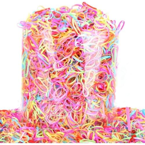 1000pcs/bag Colorful Rings Hairband Rope Silicone Ponytail Holder Rubber Band Scrunchies Tie Gum Girls Hair Accessories