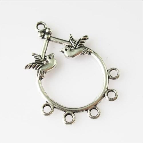 15 New Animal Dove Teardrop Connectors Tibetan Silver Tone Charms Pendants 27x36.5mm