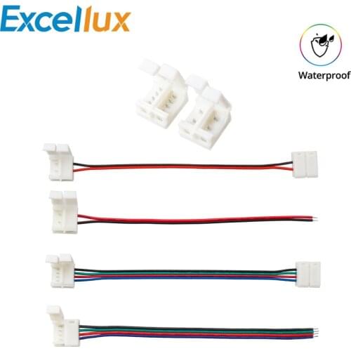 2pin 4 pin 5pcs 10mm Led Connector Wire Connector ip65 Waterproof For 3528 5050 Single RGB Color LED Strip Light Free soldering